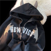 Hooded autumn and winter zippered jacket with cute cow horn three-dimensional