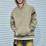 Fake Two Hoodies Men's Spray Dyeing Craft Long Sleeve Hoodie Top