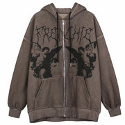 Hip Hop Streetwear Women Hoodies Goth Angel  Jacket Coat