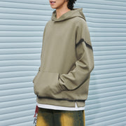 Fake Two Hoodies Men's Spray Dyeing Craft Long Sleeve Hoodie Top