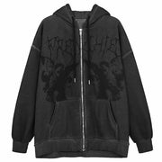 Hip Hop Streetwear Women Hoodies Goth Angel  Jacket Coat