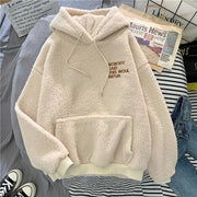 Loose Pocket Hoodies Womens Fleece Flannel Pullover Female Sweatshirt