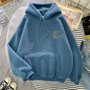 Loose Pocket Hoodies Womens Fleece Flannel Pullover Female Sweatshirt