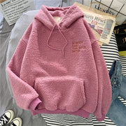 Loose Pocket Hoodies Womens Fleece Flannel Pullover Female Sweatshirt